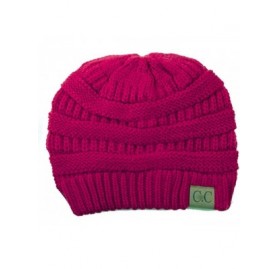 Skullies & Beanies Trendy Warm Chunky Soft Stretch Cable Knit Beanie Skull Cap - Hot Pink - CP126QDGCFN $11.89