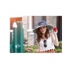 Sun Hats Sun Hat for Women Girls Large Wide Brim Straw Hats UV Protection Beach Packable Straw Caps - Flower C-blue - C918RH4...