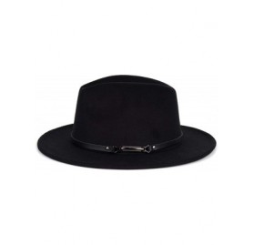 Fedoras Men & Women Classic Wide Brim Fedora Hat with Belt Buckle Wool Felt Panama Fedora M/L - A-black - CT18A5UI87M $13.46