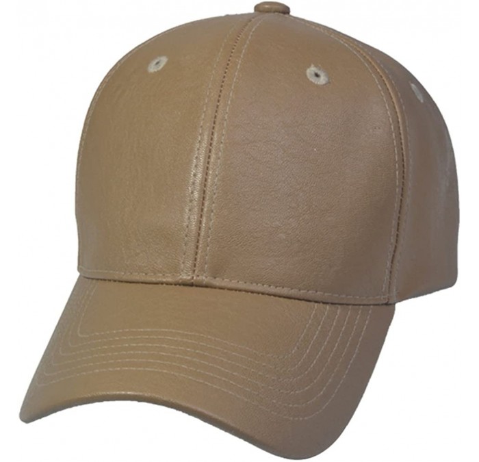 Baseball Caps PU Leather Plain Baseball Cap - Unisex Hat for Men & Women - Adjustable & Structured for Max Comfort - Khaki - ...