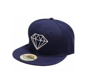 Baseball Caps Solid Diamond Snapback Cap - Navy - C011Y7E79E7 $10.81
