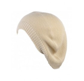 Berets JTL Beret Beanie Hat for Women Fashion Light Weight Knit Solid Color - Cream - CT18QGGN45U $10.47