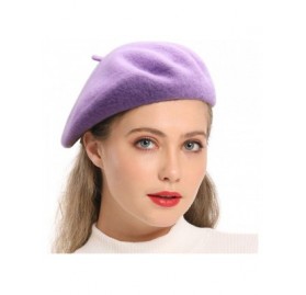 Berets Wool Beret Hat-Solid Color French Style Winter Warm Cap for Women Girls Lady - Beret Hat-lilac Color-fba - CG18OZ46CTR...