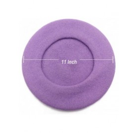 Berets Wool Beret Hat-Solid Color French Style Winter Warm Cap for Women Girls Lady - Beret Hat-lilac Color-fba - CG18OZ46CTR...