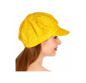 Newsboy Caps Newsboy Cap for Women - Sequin Summer perperboy hat - Baseball Cap - Gatsby Visor hat - Chemo hat - Yellow - CI1...