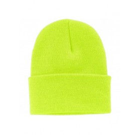 Skullies & Beanies Port & Company Men's Knit Cap - Neon Yellow - CE11QDRZASH $9.99