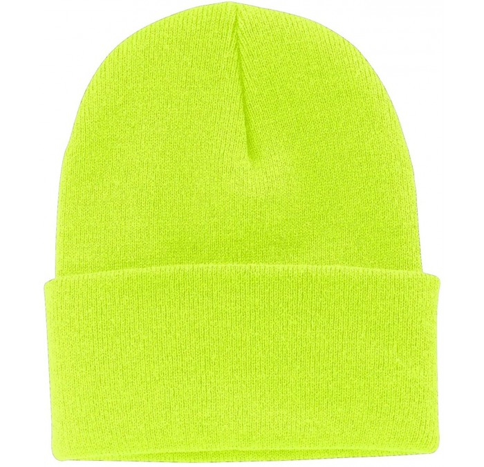 Skullies & Beanies Port & Company Men's Knit Cap - Neon Yellow - CE11QDRZASH $17.03
