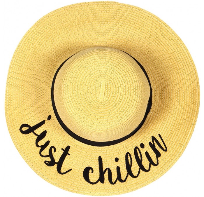 Sun Hats Beach Hats for Women - Embroidered Floppy Wide Brim Paper Straw Sun Hats for Women Summer Hat Foldable - C918C4ILZLN...