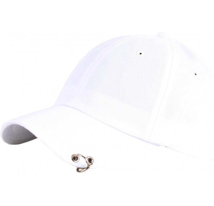 Baseball Caps Cotton Punk Silver Ring Piercing Rock Basic Ball Cap Baseball Hat Truckers - White - C212NET7IOA $38.86