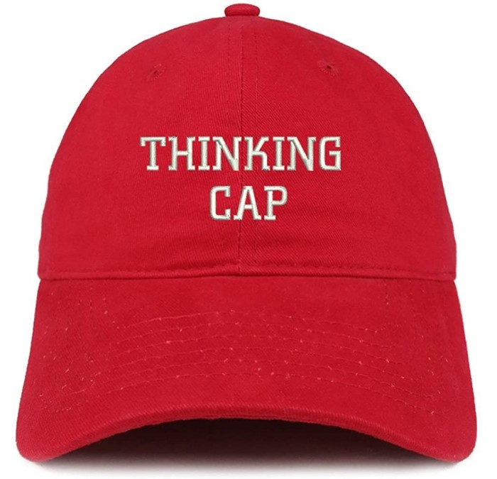 Baseball Caps Thinking Cap Embroidered Dad Hat Adjustable Cotton Baseball Cap - Red - C412IFNOKFB $33.55