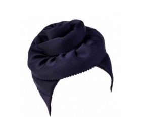 Skullies & Beanies Women Big Flower Silk Cotton Turban Beanies Headwear Satin Bonnet Head Wrap Chemo Hair Loss Cap Hat - Navy...