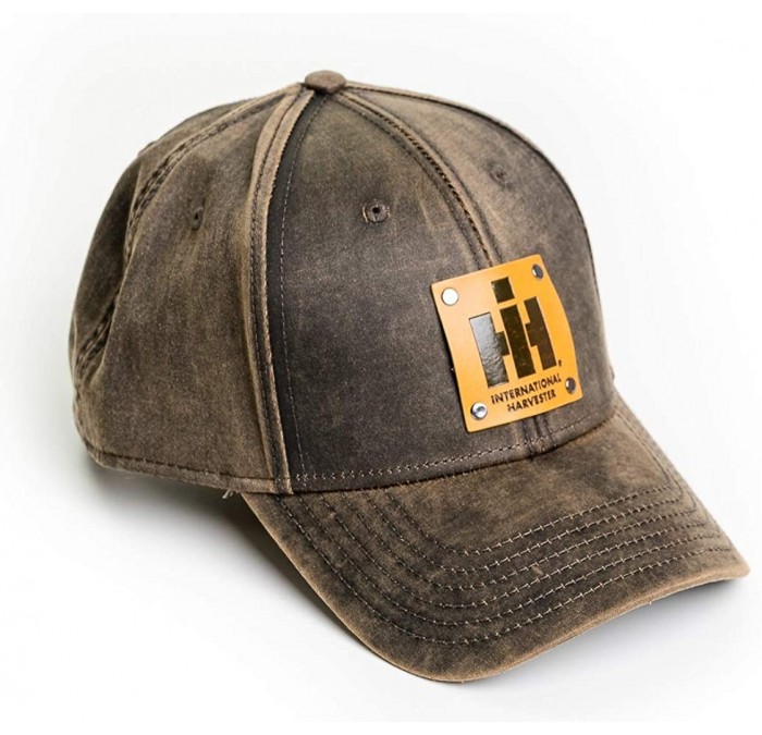 Baseball Caps IH Tractor Hat with Leather Emblem- Oil Distressed - CJ18YUT02GU $31.15
