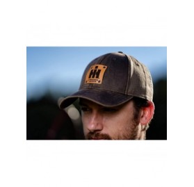 Baseball Caps IH Tractor Hat with Leather Emblem- Oil Distressed - CJ18YUT02GU $31.15