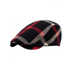 Newsboy Caps Plaid Newboy Cap Cotton Beret Ivy Hat Cabbie - Black - CQ18G276A2U $7.64