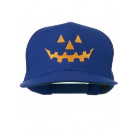 Baseball Caps Halloween Pumpkin Face Embroidered Snapback Cap - Blue - CM11ONYYIB3 $20.06