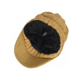 Skullies & Beanies Mens Slouch Beanie Vintage Knit Cadet Cabbie Skull Cap with Visor B319 - Ribbed-beige - CQ1874NGIH8 $17.11