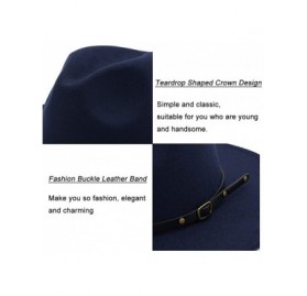 Fedoras Women Belt Buckle Fedora Hat - Navy-blue - C9182ZUDAX4 $11.73