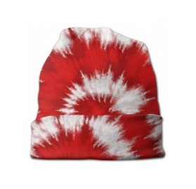 Skullies & Beanies Men's Tie Dye Cotton Beanie Thin Skull Cap Slouchy Baggy Hat - T6 - Red - CO18AK82TCK $8.79