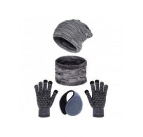 Skullies & Beanies 5 Pieces Winter Ski Warm Set Winter Knit Hat Neck Warmer Winter Knitted Gloves and Ear Warmer - Gray - CC1...