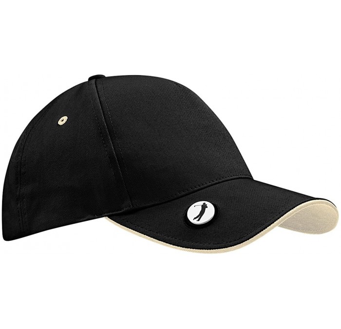 Baseball Caps Pro-Style Ball Mark Golf Baseball Cap/Headwear - Black/Putty - CM112SAZ6LJ $22.76