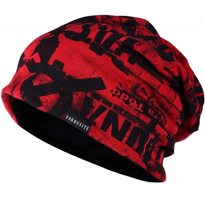 Skullies & Beanies Slouch Beanie Hat for Men Women Summer Winter B010 - Red - CI18WWSW7IZ $25.48