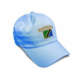 Baseball Caps Soft Baseball Cap Tanzania Flag Embroidery Twill Cotton Dad Hats for Men & Women - Light Blue - CS18YSU9KZG $13.42