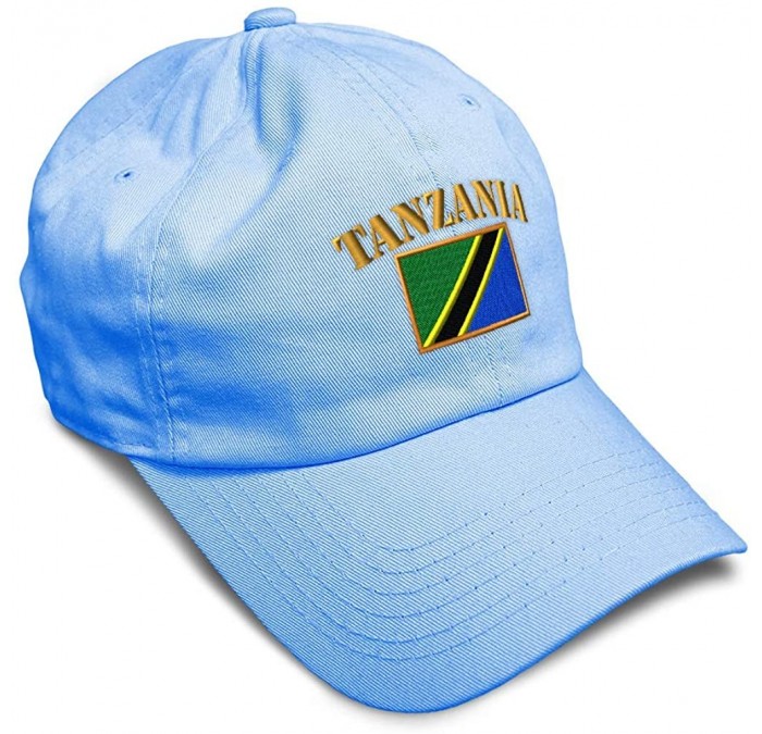 Baseball Caps Soft Baseball Cap Tanzania Flag Embroidery Twill Cotton Dad Hats for Men & Women - Light Blue - CS18YSU9KZG $13.42