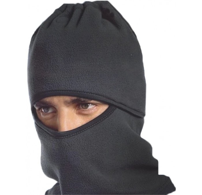 Balaclavas Winter Fleece Hood Snood Beret Balaclava Neck Ski Hat Scarf Mask - Black - CE11RLDK6E1 $10.46