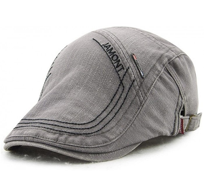 Newsboy Caps Men's Casual Denim Style Cotton Adjustable Newsboy Ivy Classic Cap Hat - Gray - C41828CC0EU $28.02