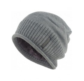 Skullies & Beanies Men Winter Outdoor Fleece Lined Warm Slouchy Knit Beanie Hat Skull Ski Cap - Grey - CW18Z0ESLAY $13.73