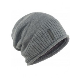 Skullies & Beanies Men Winter Outdoor Fleece Lined Warm Slouchy Knit Beanie Hat Skull Ski Cap - Grey - CW18Z0ESLAY $13.73