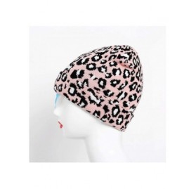 Newsboy Caps Unisex Classic Knit Beanie Women Men Winter Leopard Hat Adult Soft & Cozy Cute Beanies Cap - Pink - CH192R5SY0H ...