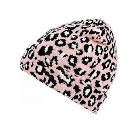 Newsboy Caps Unisex Classic Knit Beanie Women Men Winter Leopard Hat Adult Soft & Cozy Cute Beanies Cap - Pink - CH192R5SY0H ...