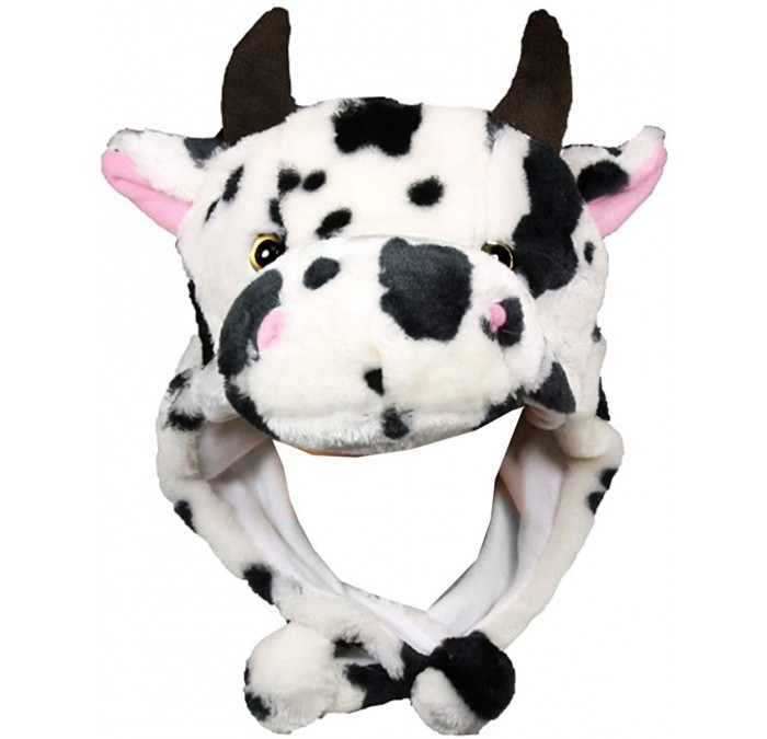 Skullies & Beanies Plush Soft Animal Beanie Hat Halloween Cute Soft Warm Toddler to Teen - Spotted Cow - CR12M5NBLFT $12.84