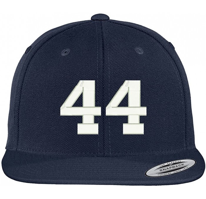 Baseball Caps Number 44 Collegiate Varsity Font Embroidered Flat Bill Snapback Cap - Navy - CF12FS7W52H $16.31