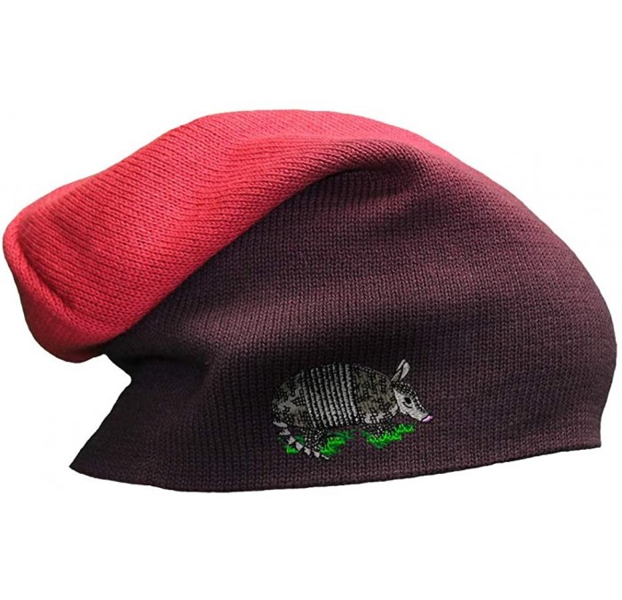 Skullies & Beanies Custom Slouchy Beanie Armadillo Embroidery Skull Cap Hats for Men & Women - Red - CP18A58M5DU $33.93