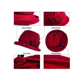 Fedoras Womens Wool Blend Winter Bucket 1920s Vintage Derby Hat Fedora Round Fall Bowler 55-59cm - 16076-tan - CC18IICRGU2 $2...