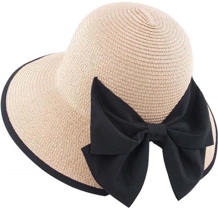 Sun Hats Women Straw Hats Wide Brim Foldable Packable Roll up Cap Summer UV Protection Beach Sun Hat UPF50+ - B-pink - CM196G...