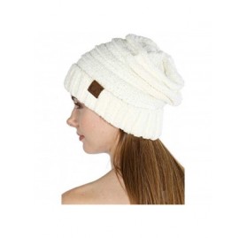 Skullies & Beanies Hand Knit Beanie Cap for Women- Soft Handmade Handknit Thick Cable Hat - Ivory 50 - CS18QQSW0UN $15.91