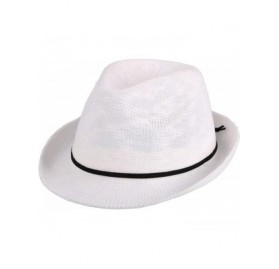 Fedoras Men/Women's Classic Short Brim Miami Beach Panama Fedora Straw Hat - Foldable_white - C5195AI90KW $12.75