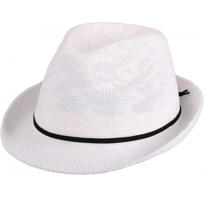 Fedoras Men/Women's Classic Short Brim Miami Beach Panama Fedora Straw Hat - Foldable_white - C5195AI90KW $29.39