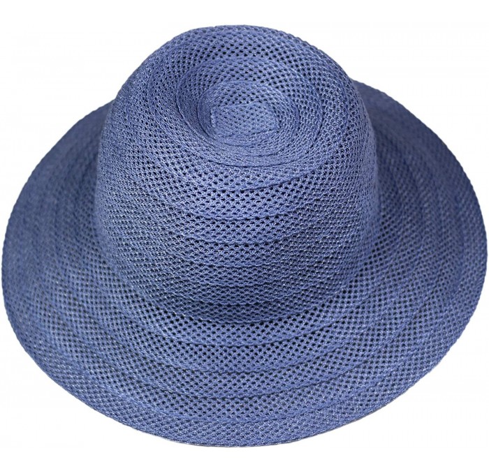 Sun Hats Beach Sun Hat Women Summer Cap Sunhat Wide Brim Foldable Packable Floppy Panama - Blue-b - CH18RE4HRUN $34.88