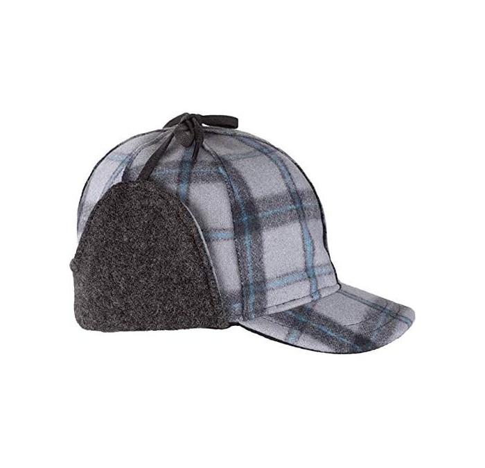 Baseball Caps Snowdrift Cap - Insulated Wool Winter Hat with Ear Flaps - Frost Plaid - CZ12O41TTSB $92.59