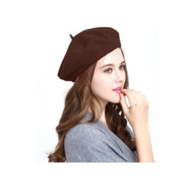 Berets Winter 100% Wool Warm French Art Basque Beret Tam Beanie Hat Cap - Brown - CM12MZ2FM4X $10.53