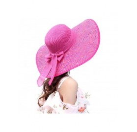 Sun Hats Sun Hat for Women Girls Large Wide Brim Straw Hats UV Protection Beach Packable Straw Caps - Bd-rose - C218SX7IAZT $...