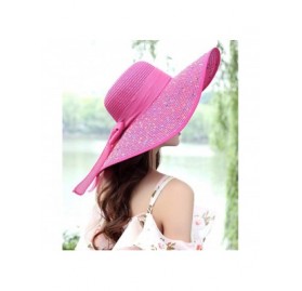 Sun Hats Sun Hat for Women Girls Large Wide Brim Straw Hats UV Protection Beach Packable Straw Caps - Bd-rose - C218SX7IAZT $...