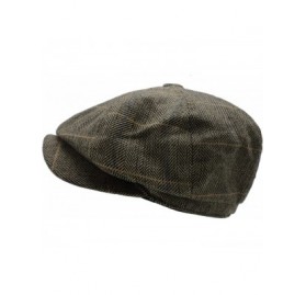 Skullies & Beanies Men's Wool Blend Applejack Houndstooth Plaid Ivy Newsboy Hat - Brown-green - CK185SERR8Q $10.40