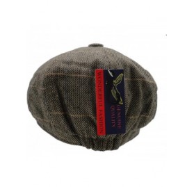 Skullies & Beanies Men's Wool Blend Applejack Houndstooth Plaid Ivy Newsboy Hat - Brown-green - CK185SERR8Q $10.40