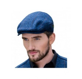 Newsboy Caps Men's Donegal Tweed Flat Cap - Traditional Style- Modern Fashion Item - Blue - C711RPFPJQP $82.56