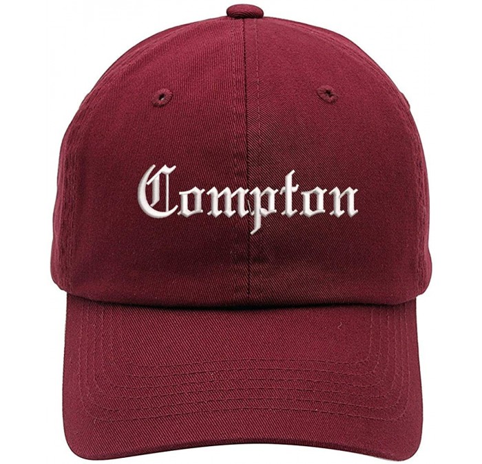 Baseball Caps Compton Text Embroidered Low Profile Soft Crown Unisex Baseball Dad Hat - Vc300_maroon - C718SCD8XQD $31.48